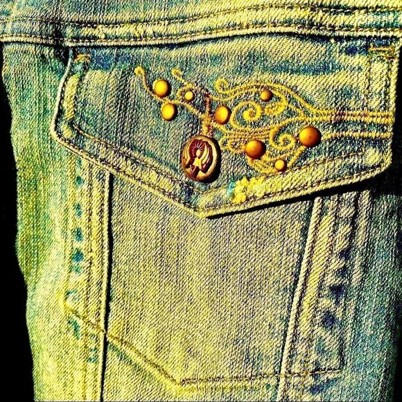 VANILLA STAR CROPPED RAW HEM DENIM JACKET 20 NWT - Picture 13 of 16